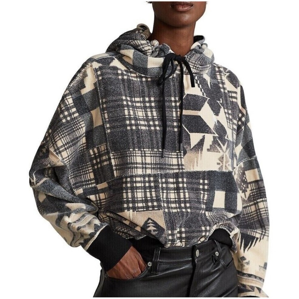 Polo Ralph Lauren‎ Aztec Southwestern Reverse Fleece Hoodie Patchwork Size Small